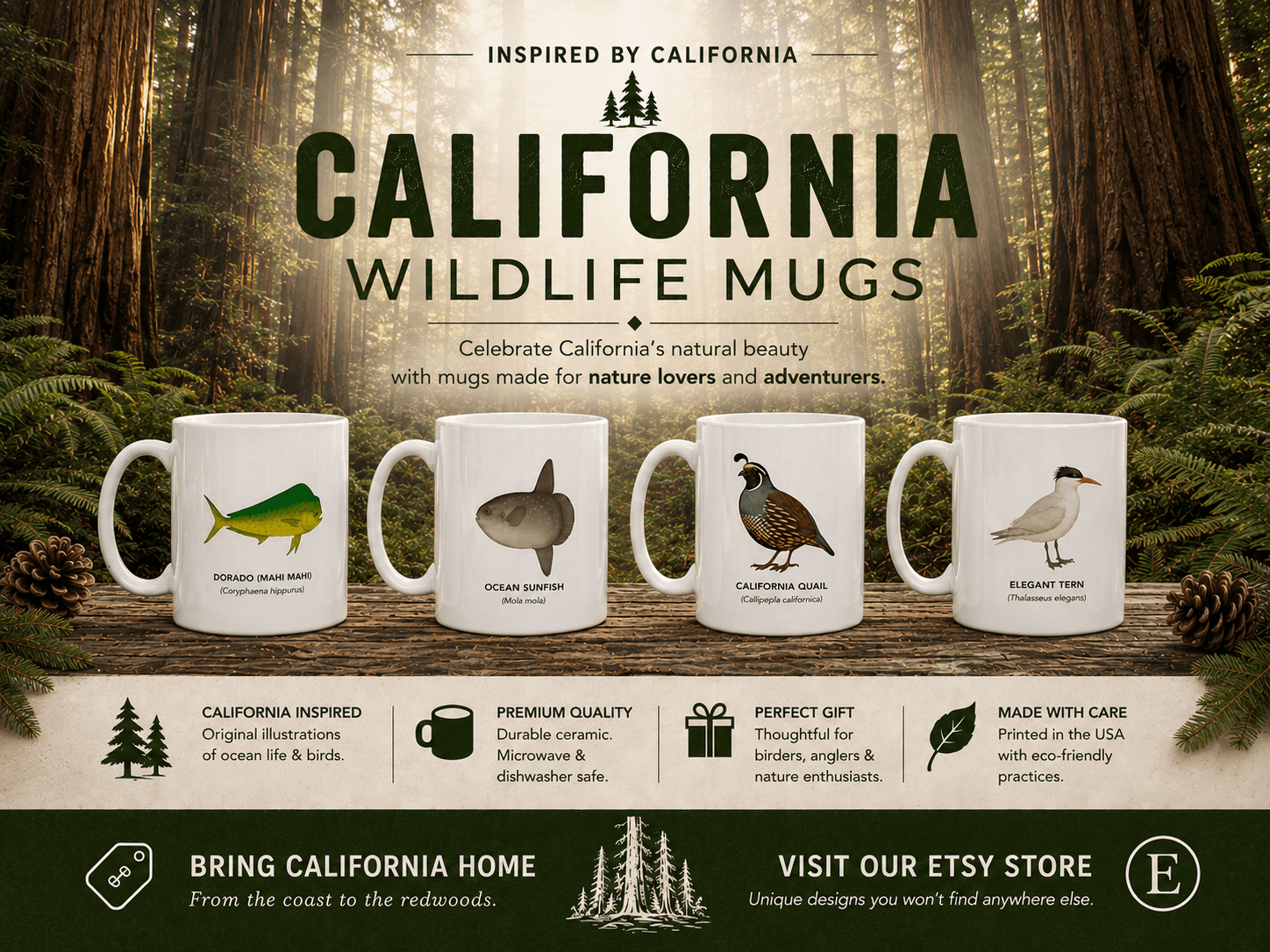 California Wildlife Mugs — Visit our Etsy store